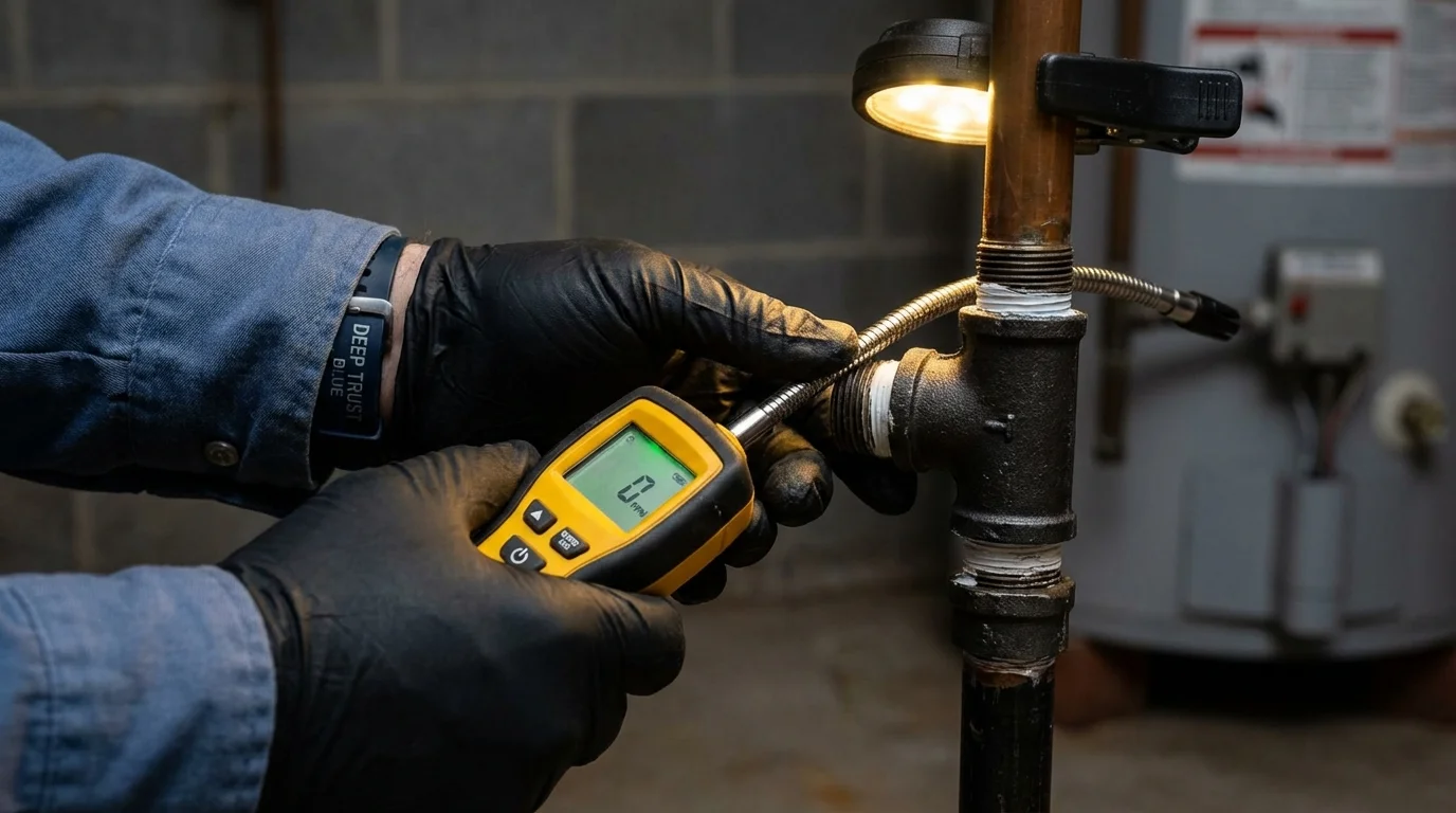 Gas leak detection with electronic sniffer by Johns Plumbing LLC in Hondo