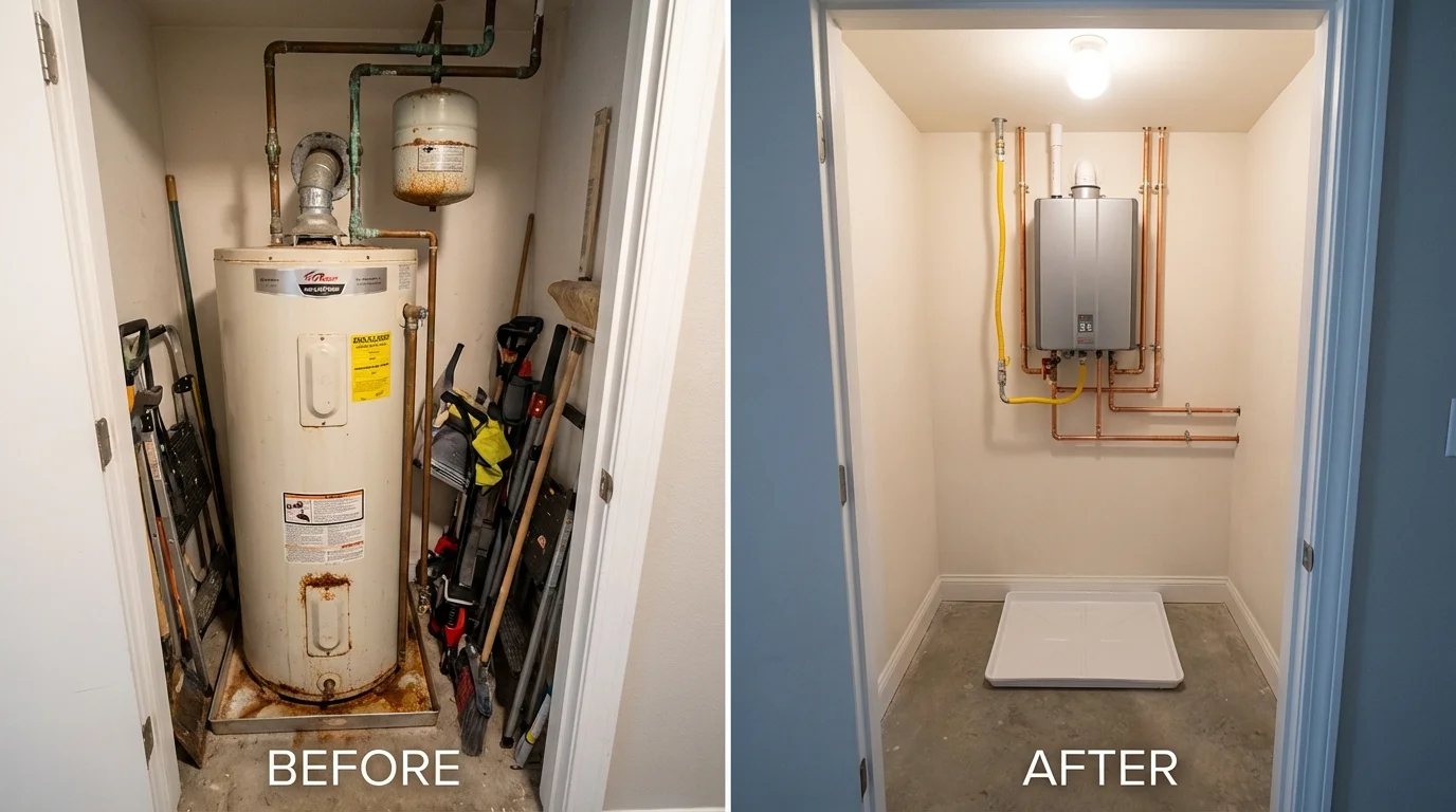 Tank water heater versus wall-mounted tankless unit comparison for Hondo, TX homeowners